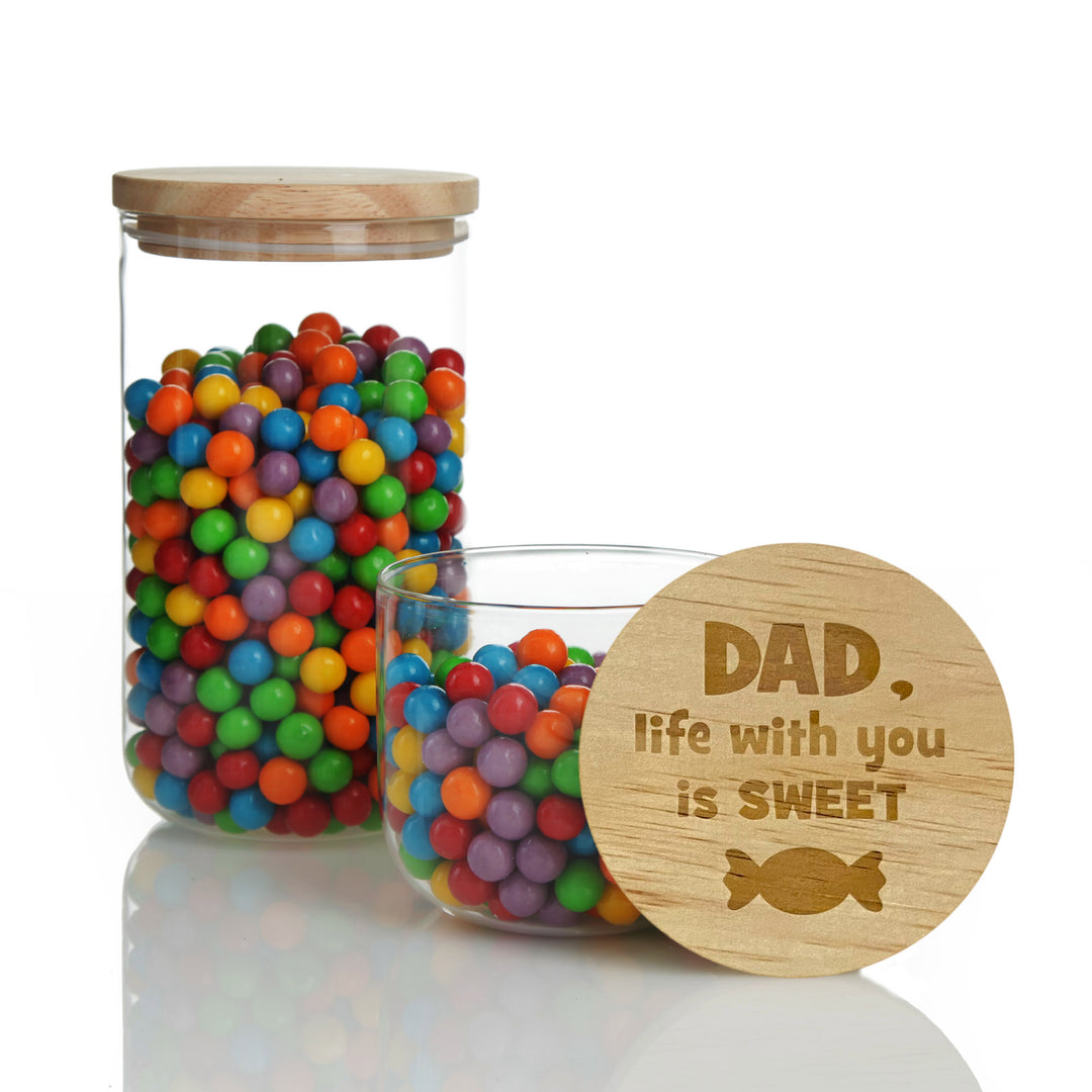 Personalised Treat Jar with Wooden Lid - Life with You is Sweet