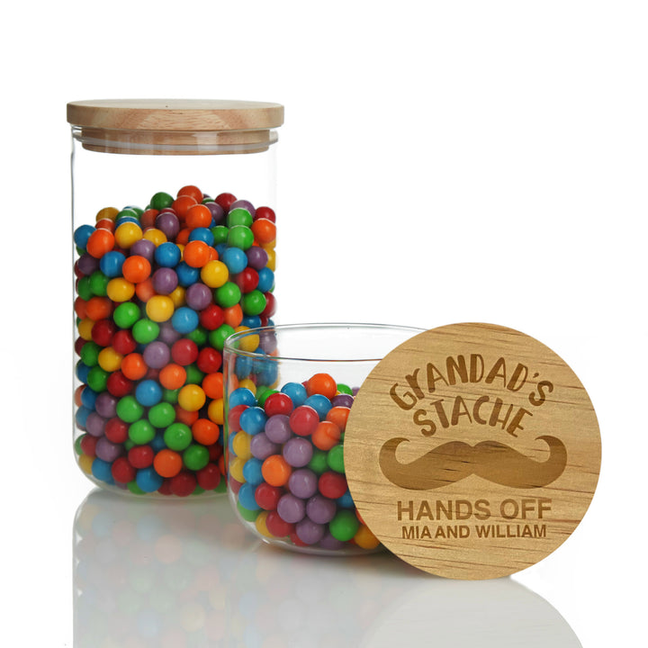 Personalised Treat Jar with Wooden Lid - My Stache