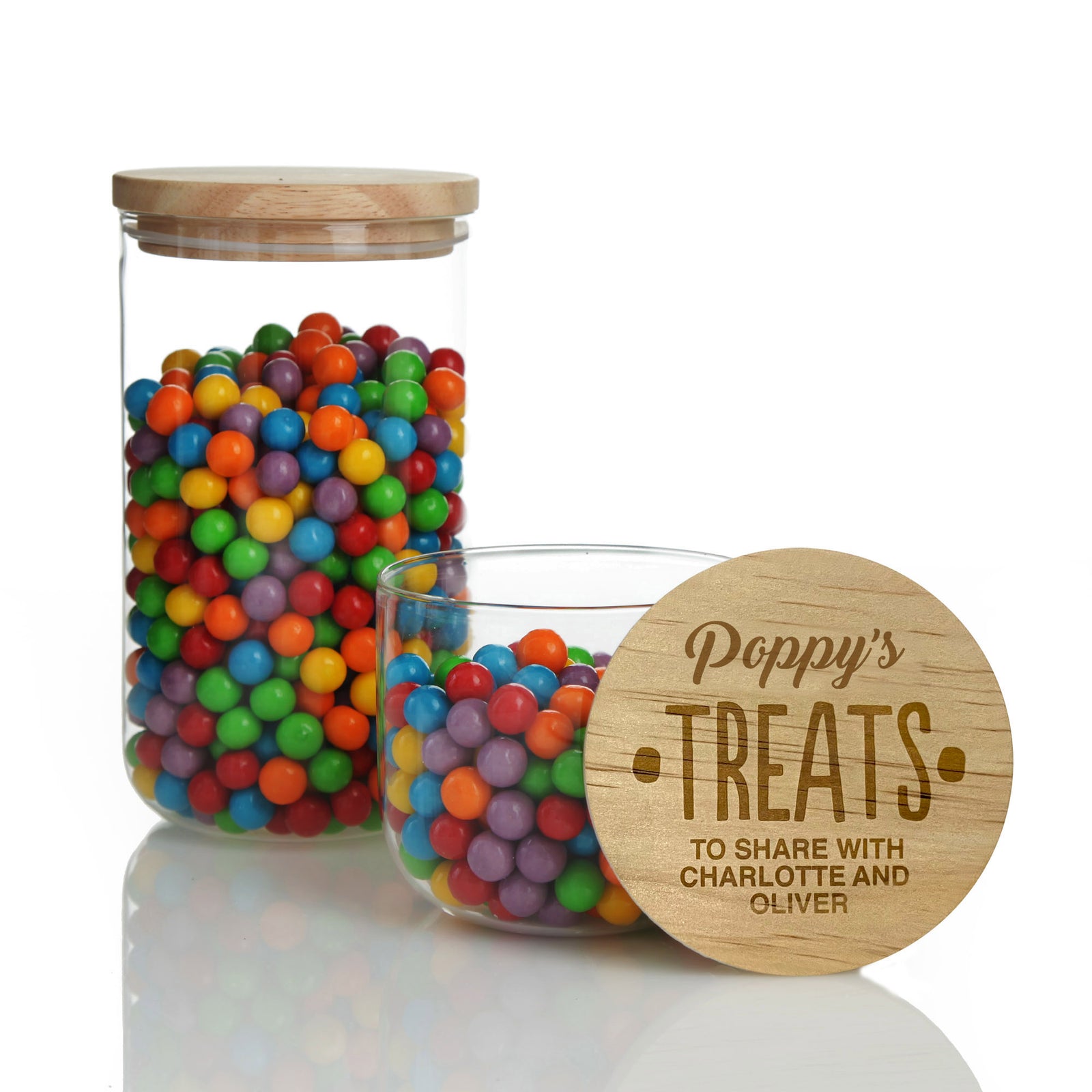 Personalised Treat Jar with Wooden Lid - Treats to Share
