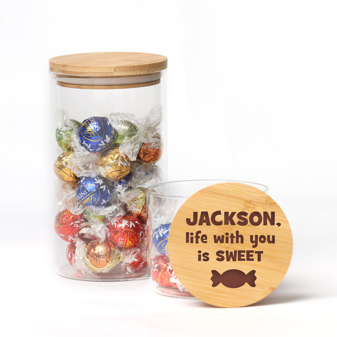 Personalised Treat Jar with Wooden Lid - Life with You is Sweet