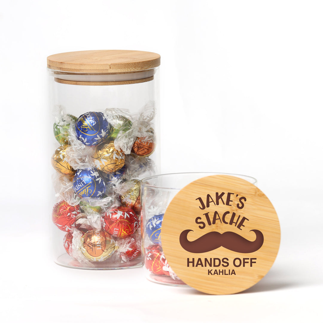 Personalised Treat Jar with Wooden Lid - My Stache