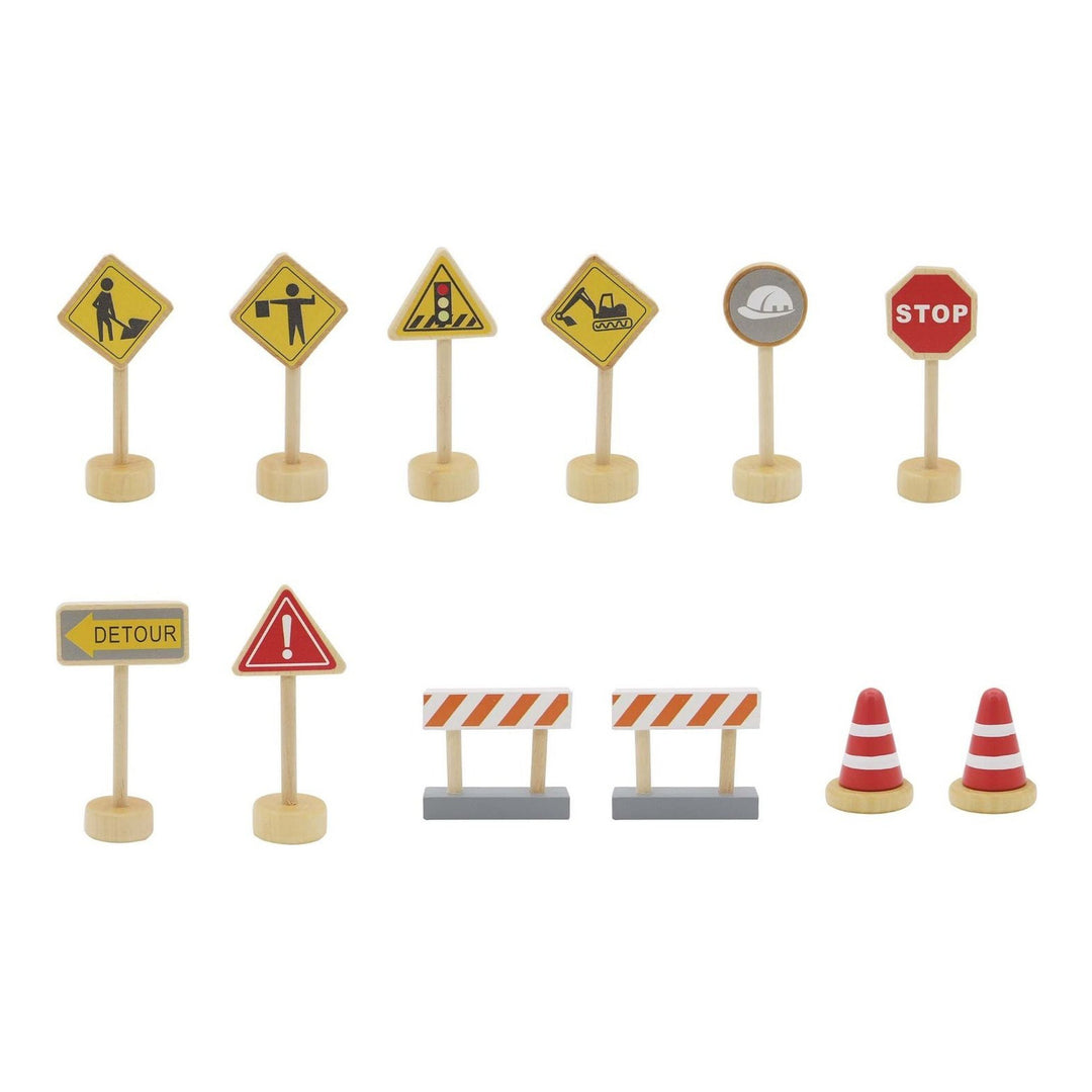 Wooden Play Set - Construction Traffic Signs