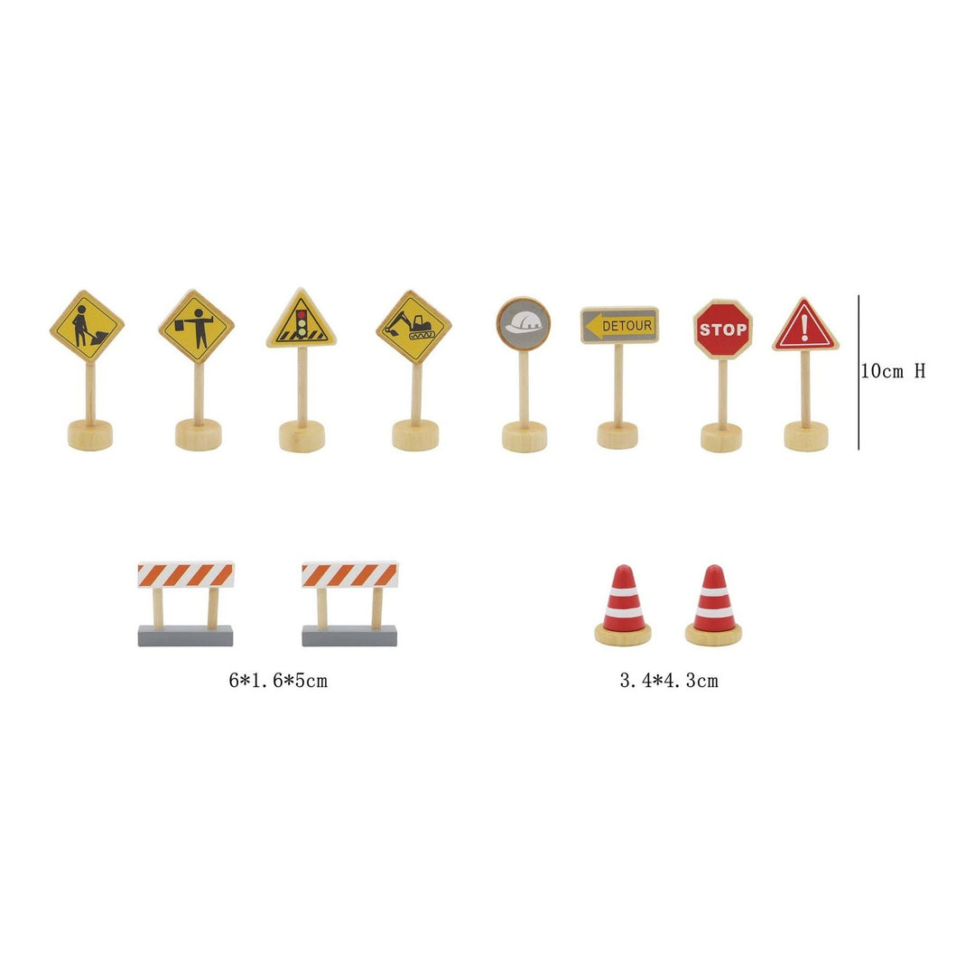 Wooden Play Set - Construction Traffic Signs