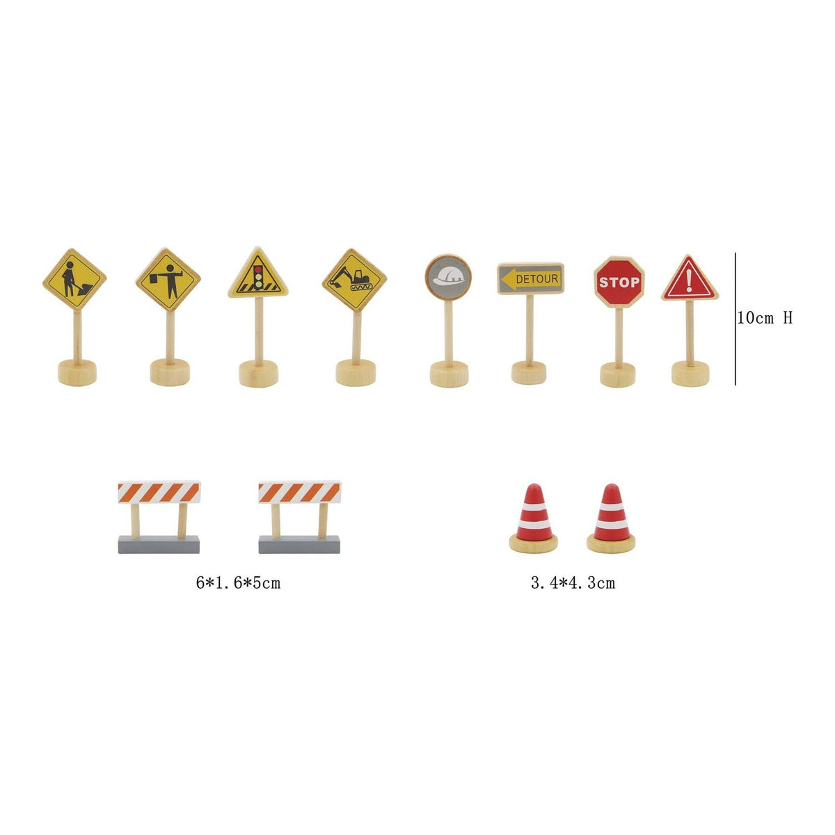 Wooden Play Set - Construction Traffic Signs