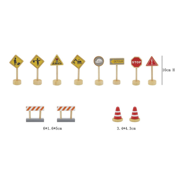Wooden Play Set - Construction Traffic Signs