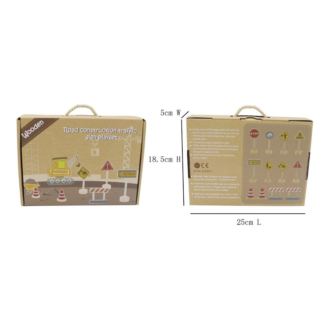 Wooden Play Set - Construction Traffic Signs