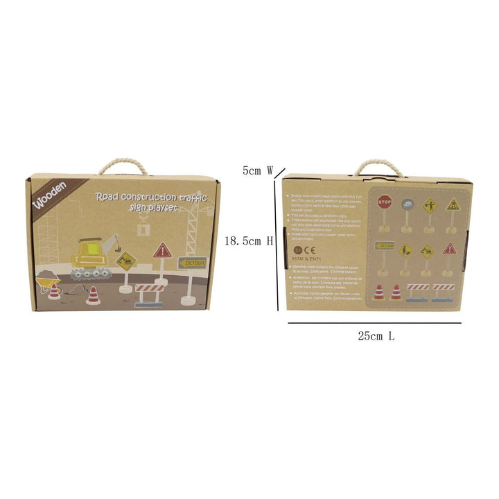 Wooden Play Set - Construction Traffic Signs