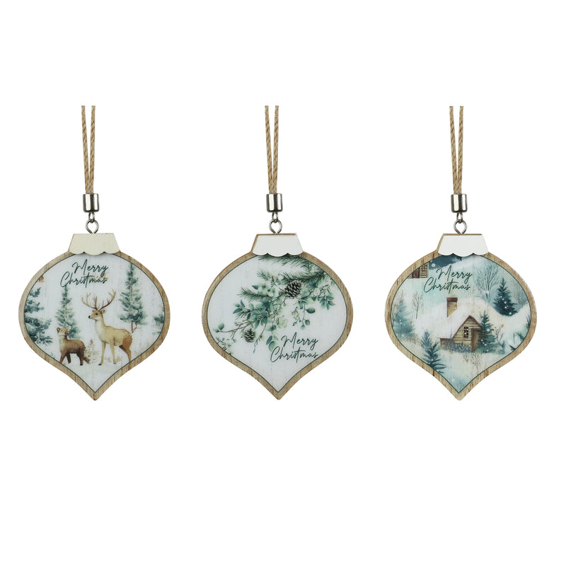 Woodland Christmas Tree Decoration Set of 3 - 9cm