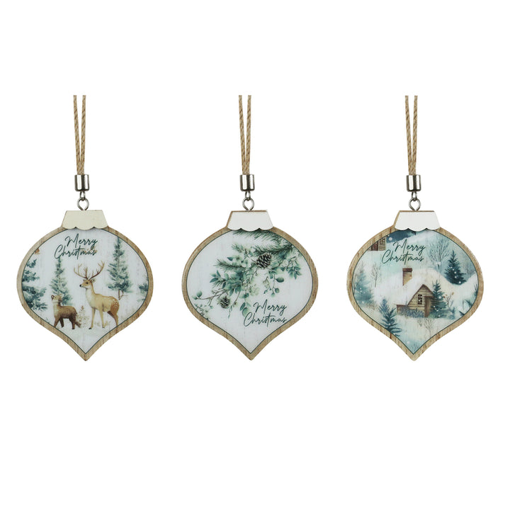 Woodland Christmas Tree Decoration Set of 3 - 9cm