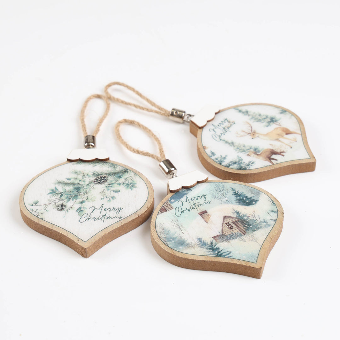 Woodland Christmas Tree Decoration Set of 3 - 9cm