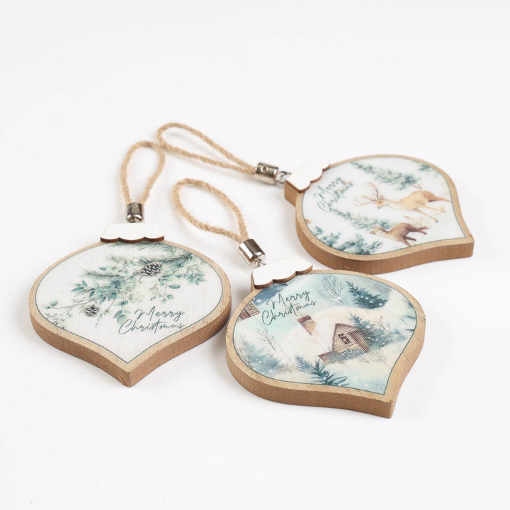 Woodland Christmas Tree Decoration Set of 3 - 9cm