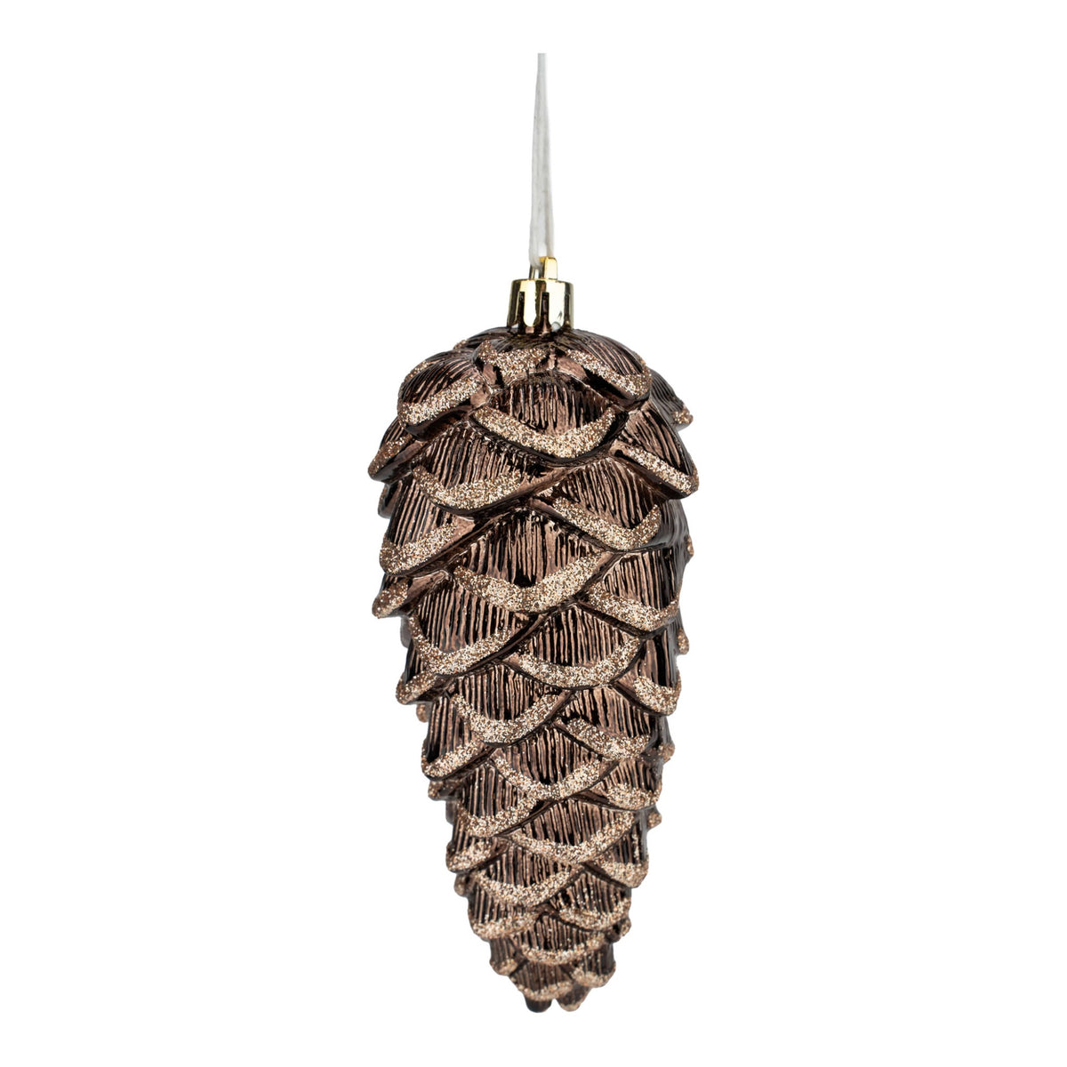 Woodlands with Champagne Glitter Detail Hanging Ornaments - Set of 3