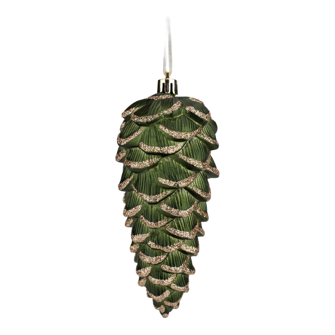 Woodlands with Champagne Glitter Detail Hanging Ornaments - Set of 3