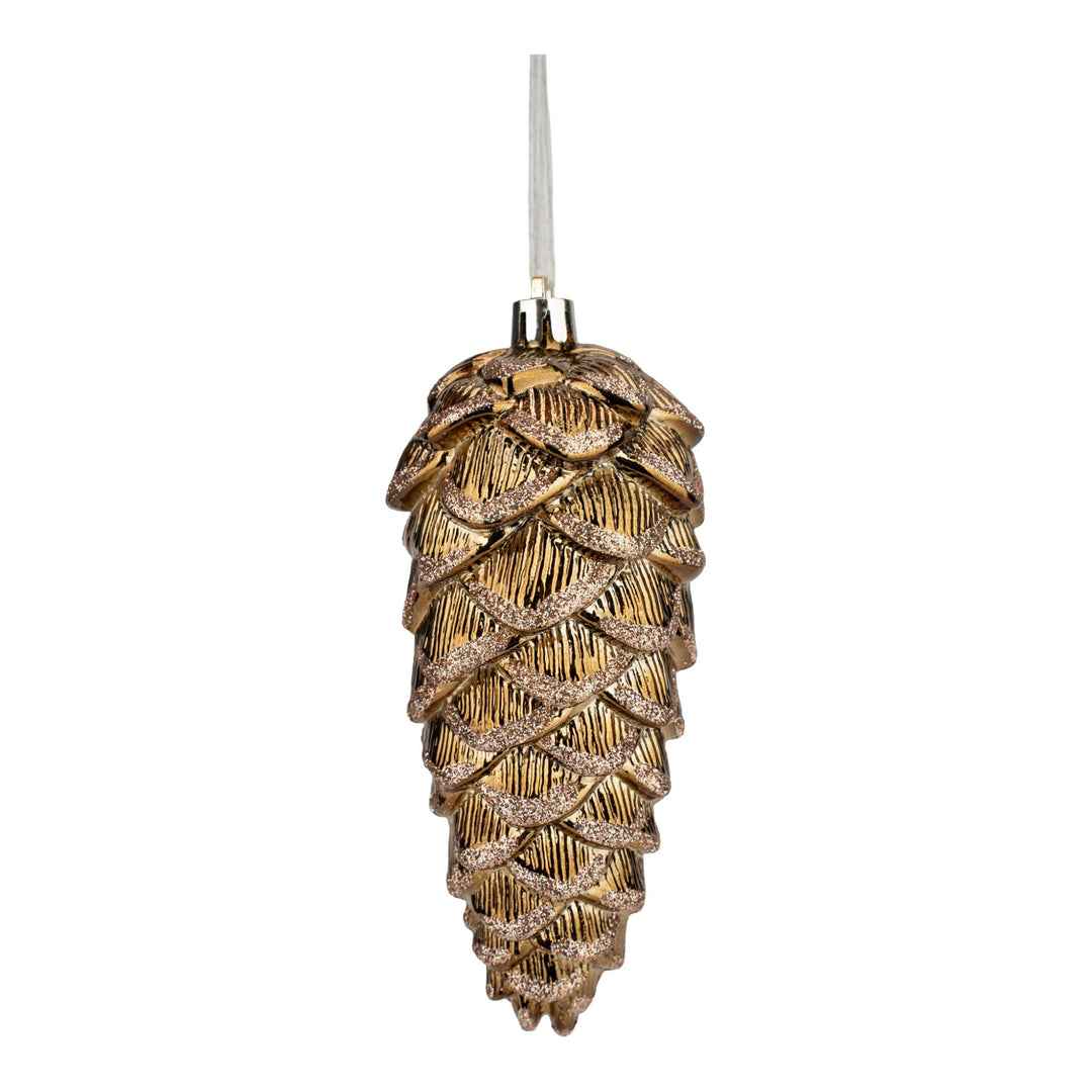 Woodlands with Champagne Glitter Detail Hanging Ornaments - Set of 3