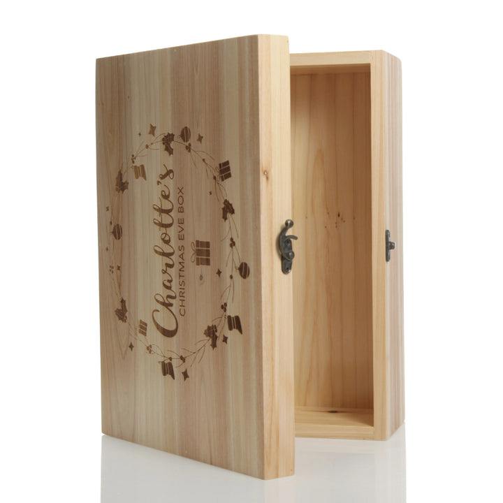 Personalised Wreath Wooden Christmas Eve Box