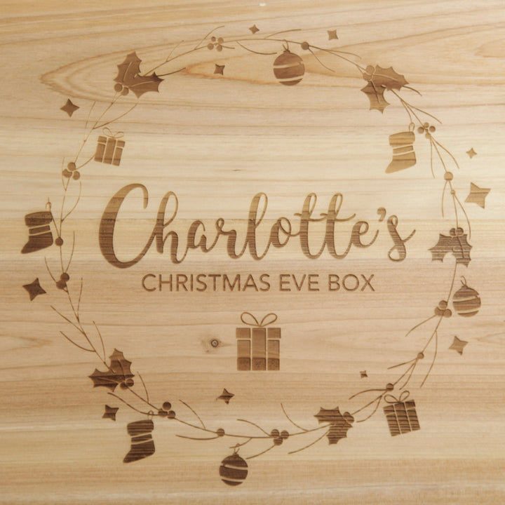 Personalised Wreath Wooden Christmas Eve Box
