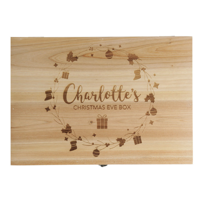 Personalised Wreath Wooden Christmas Eve Box