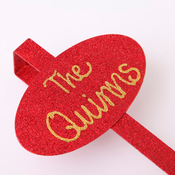 Red Glitter Personalised Wreath hanger
