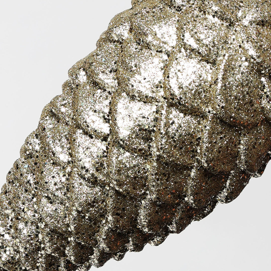 Medium Champagne Glitter Hanging Pinecone