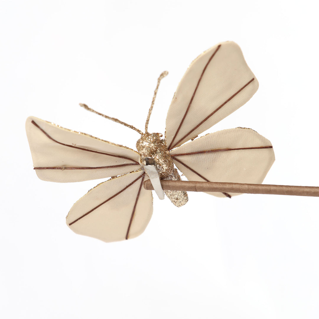 Champagne Sequin Butterfly Clip With Gold Glitter Trim
