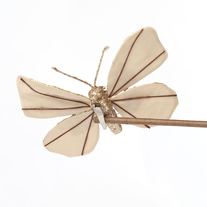 Champagne Sequin Butterfly Clip With Gold Glitter Trim