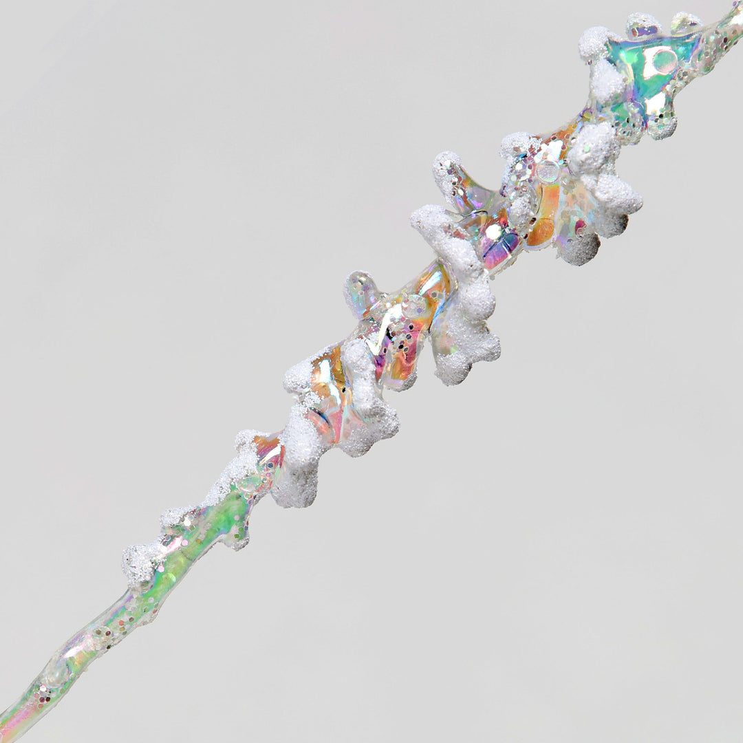Frosted Iridescent Icicle Long Drop Tree Decoration