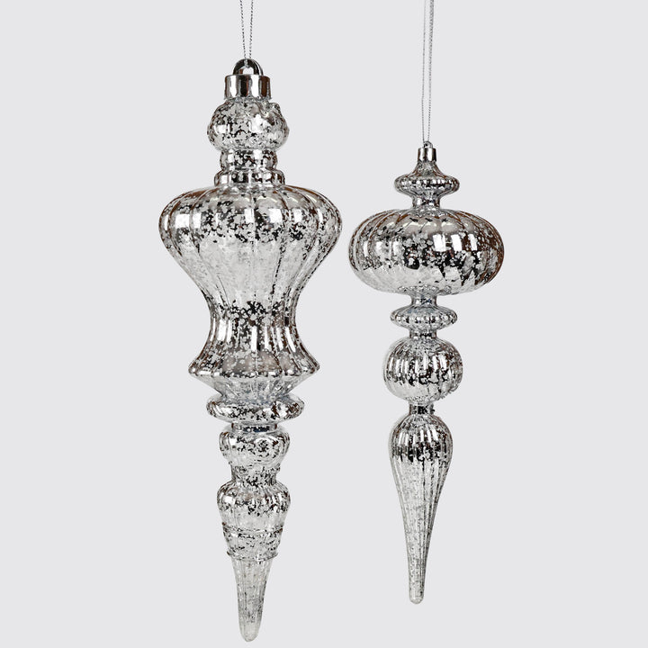 Snowfall Elegance Finial Silver Tree Decoration 30cm