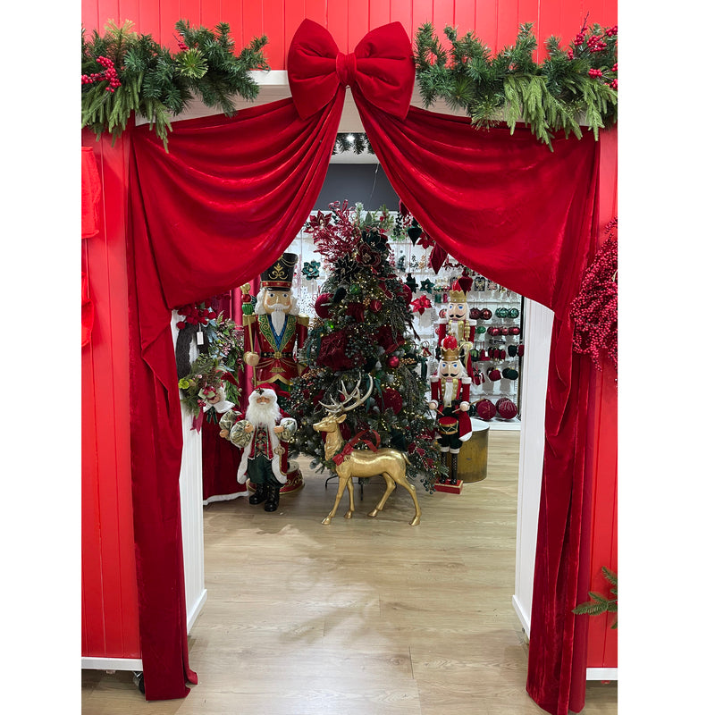 Red Velvet Christmas Tree Bow with Long Tails - 280cm