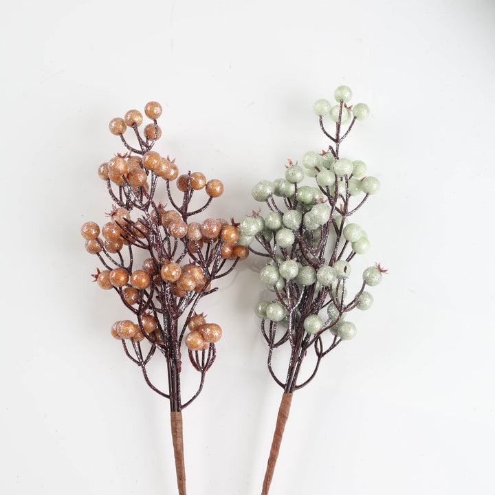 Frosted Brown Pomegranate Bunch Spray - 35cm
