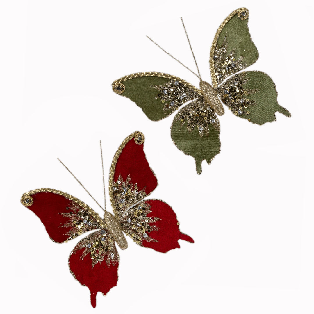 Green Velvet Butterfly Clip