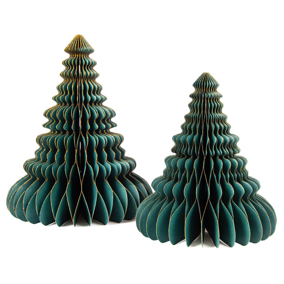 Green Paper Christmas Tree with Gold Glitter Edge Medium 24cm(h)