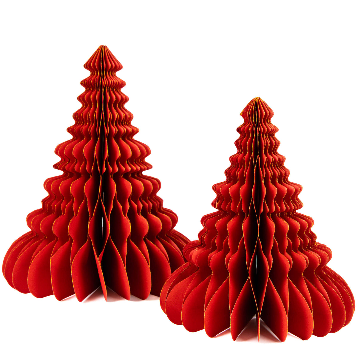 Red Paper Christmas Tree with Gold Glitter Edge Medium 24cm(h)