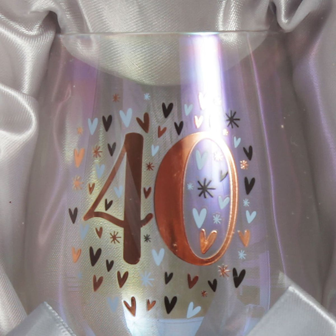 Personalised Pastel Iridescent 40th Birthday Wine Glass