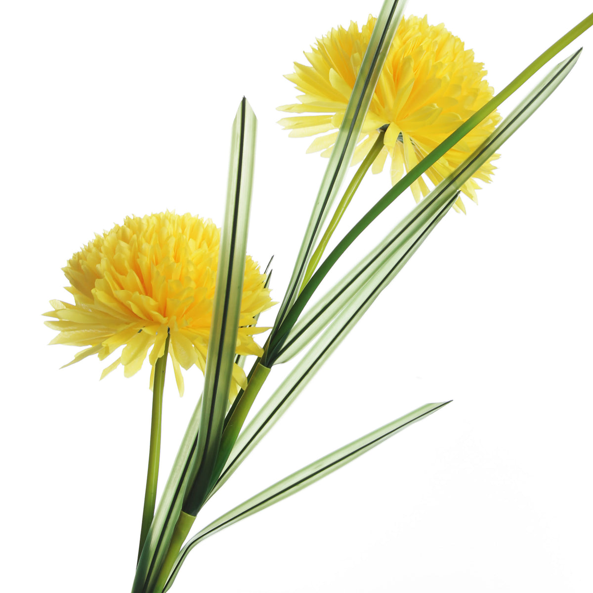 Yellow Flower Trio Spray Foliage Detail
