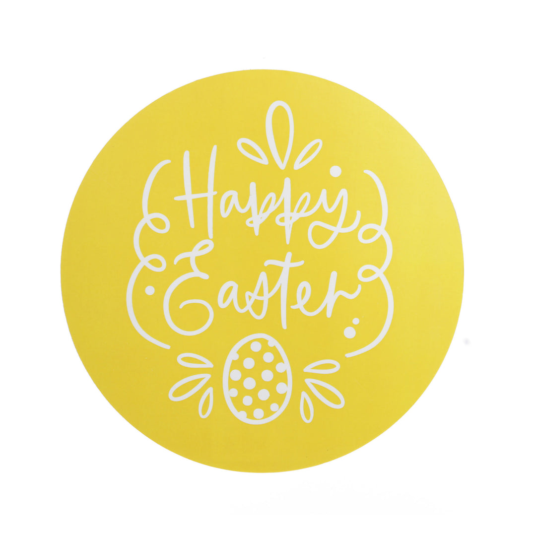 Bright Yellow Stripe Happy Easter Plaque and Bow Set