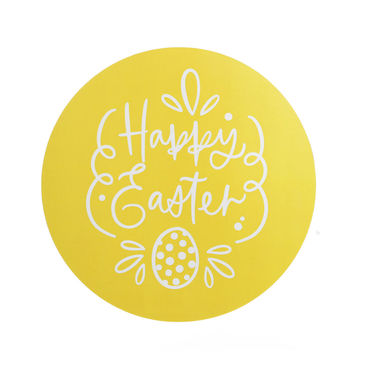 Bright Yellow Stripe Happy Easter Plaque and Bow Set