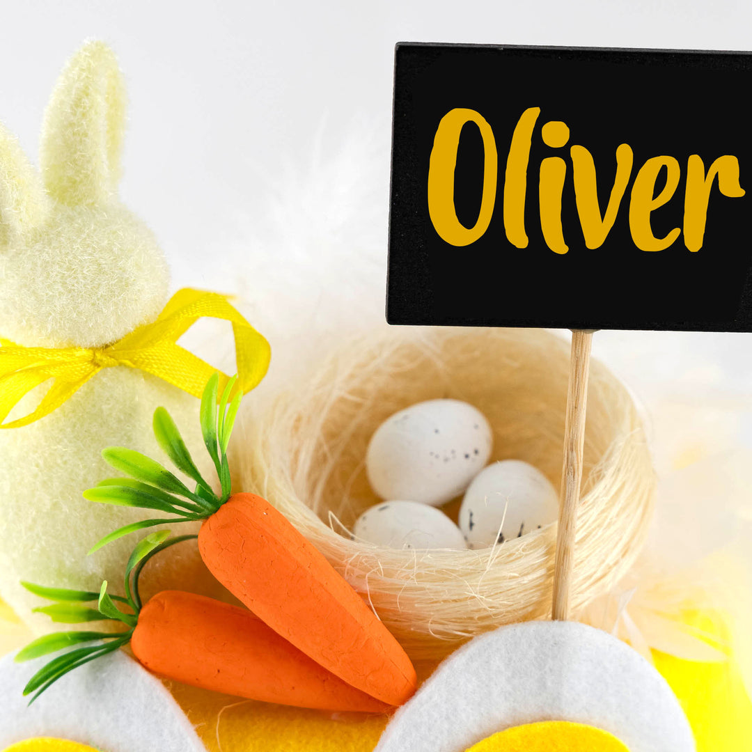 Handmade Yellow Felt Bunny Easter Hat Name