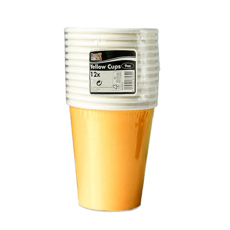 Yellow Paper Cups - Pack of 12