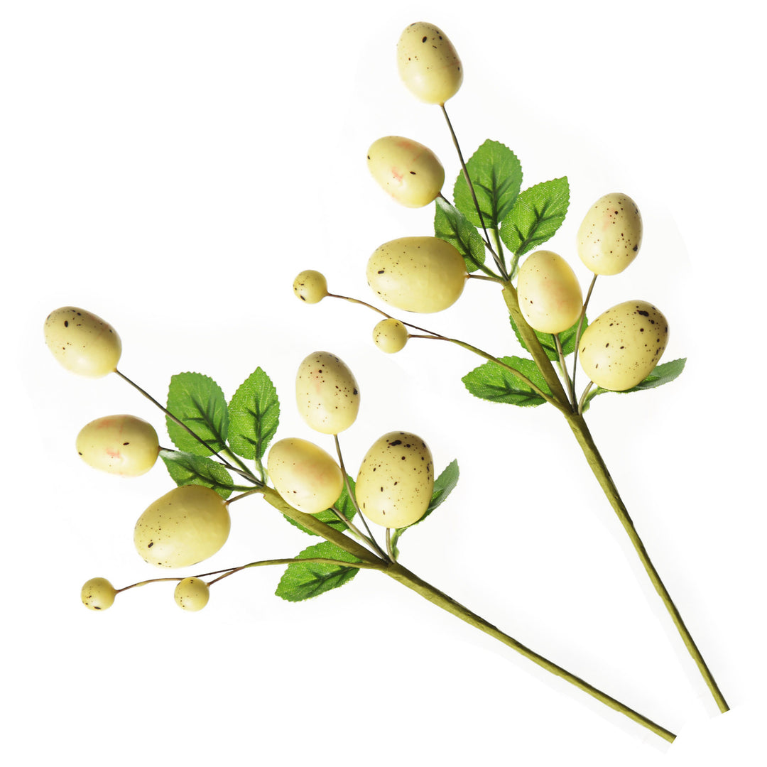 Speckled Egg and Foliage Pick - Set of 2