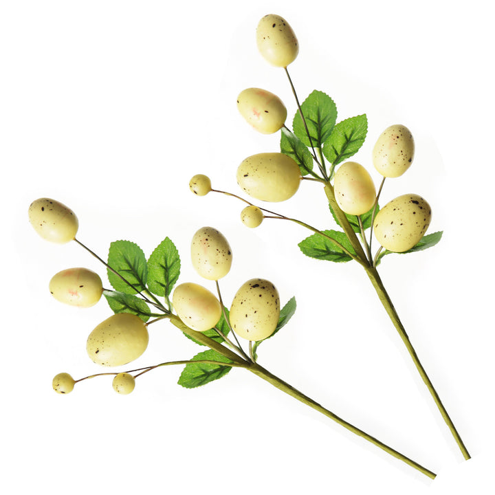 Speckled Egg and Foliage Pick - Set of 2