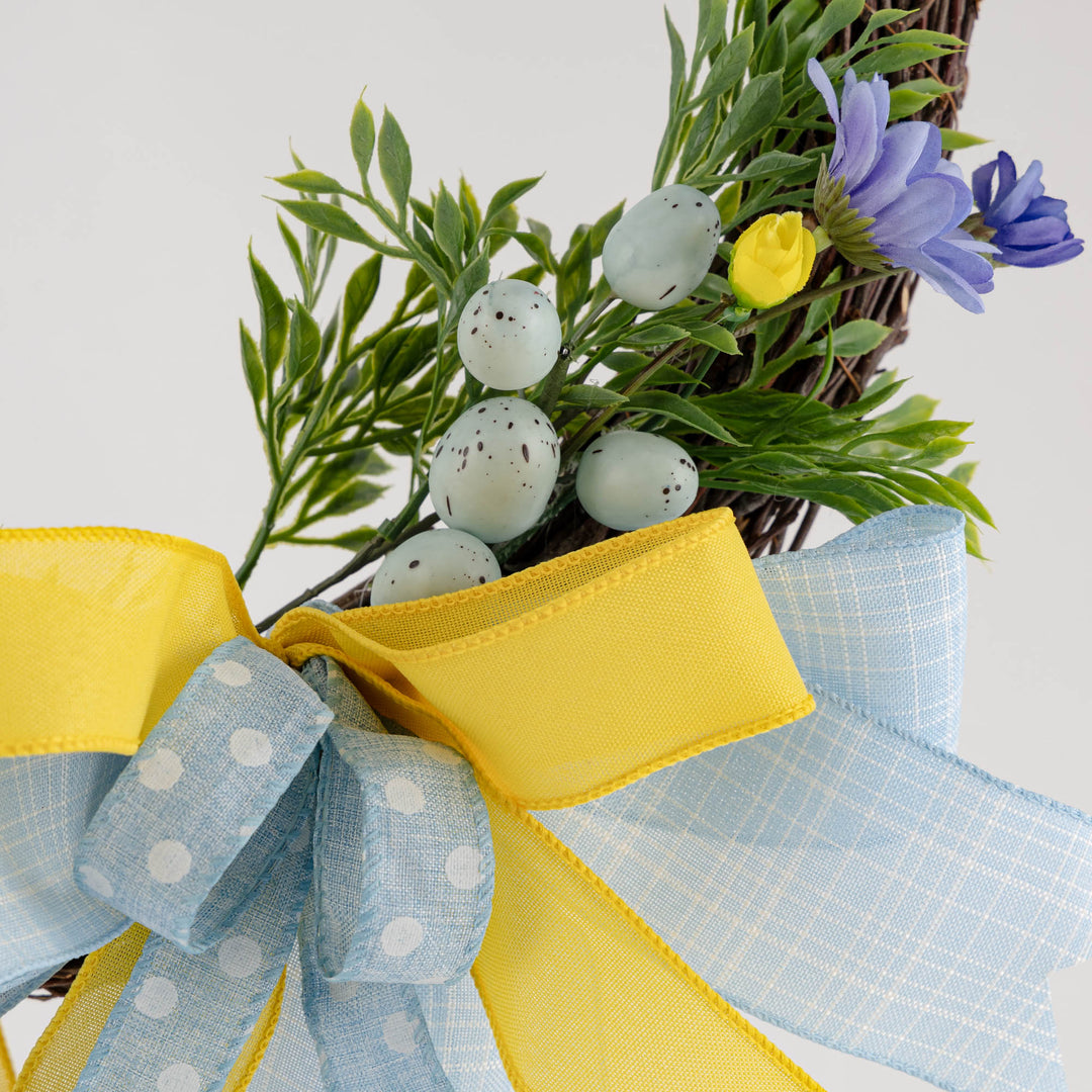 Blue and Yellow Happy Easter Egg Wreath