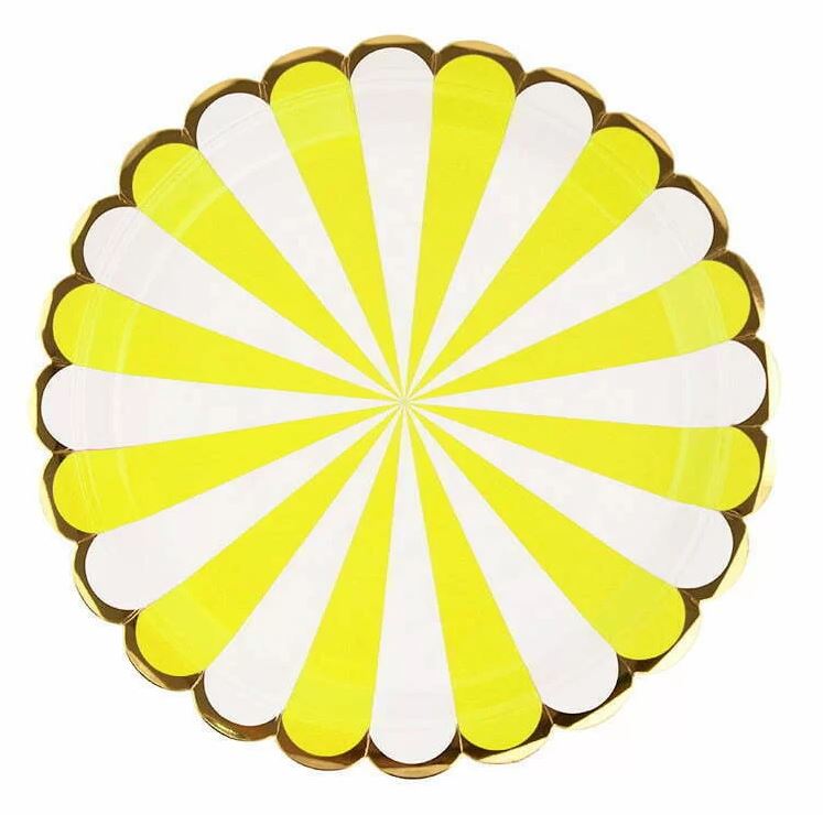 Yellow Striped Paper Plates - 8 pack
