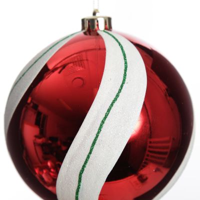 Red Swirl Candy Cane Christmas Bauble