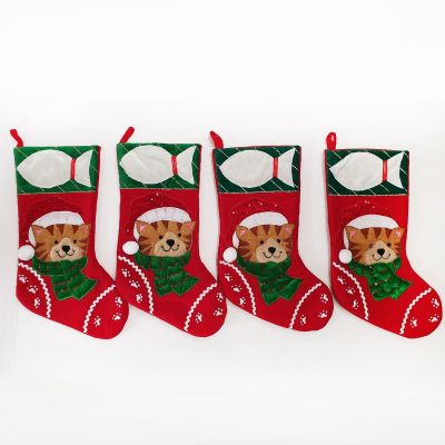 Set of 4 Cat with Fish Stockings - Second