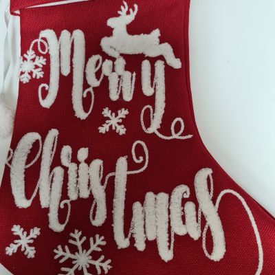 Set of 3 Red Merry Christmas Stockings - Sample