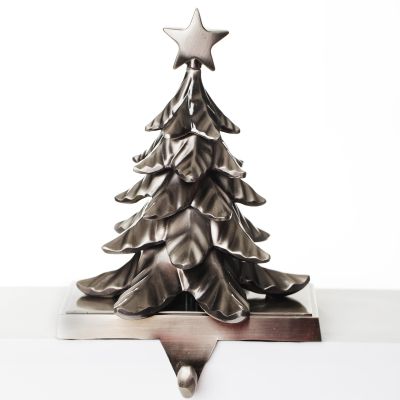 Antique Silver 3D Tree Stocking Hanger