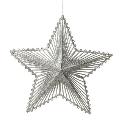 Silver Hollow Glitter Star front