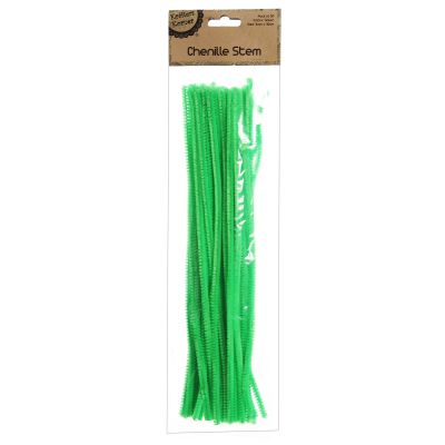 Green Chenille Stem Pipe Cleaners - Pack of 50