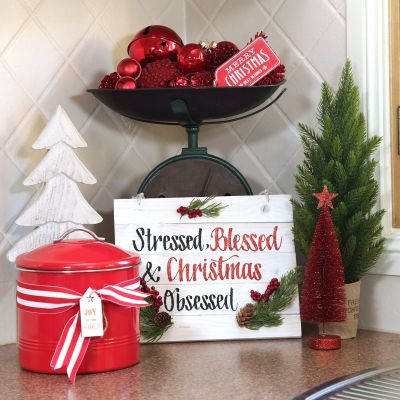 Stressed Blessed and Christmas Obsessed Wood Plaque