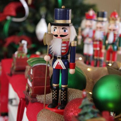 Traditional Christmas Wooden Nutcracker Soldier Ornament with Axe - Medium